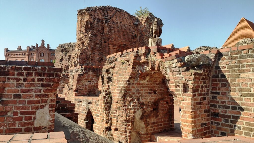 Mury trwałej ruiny zamku krzyżackiego w Toruniu
